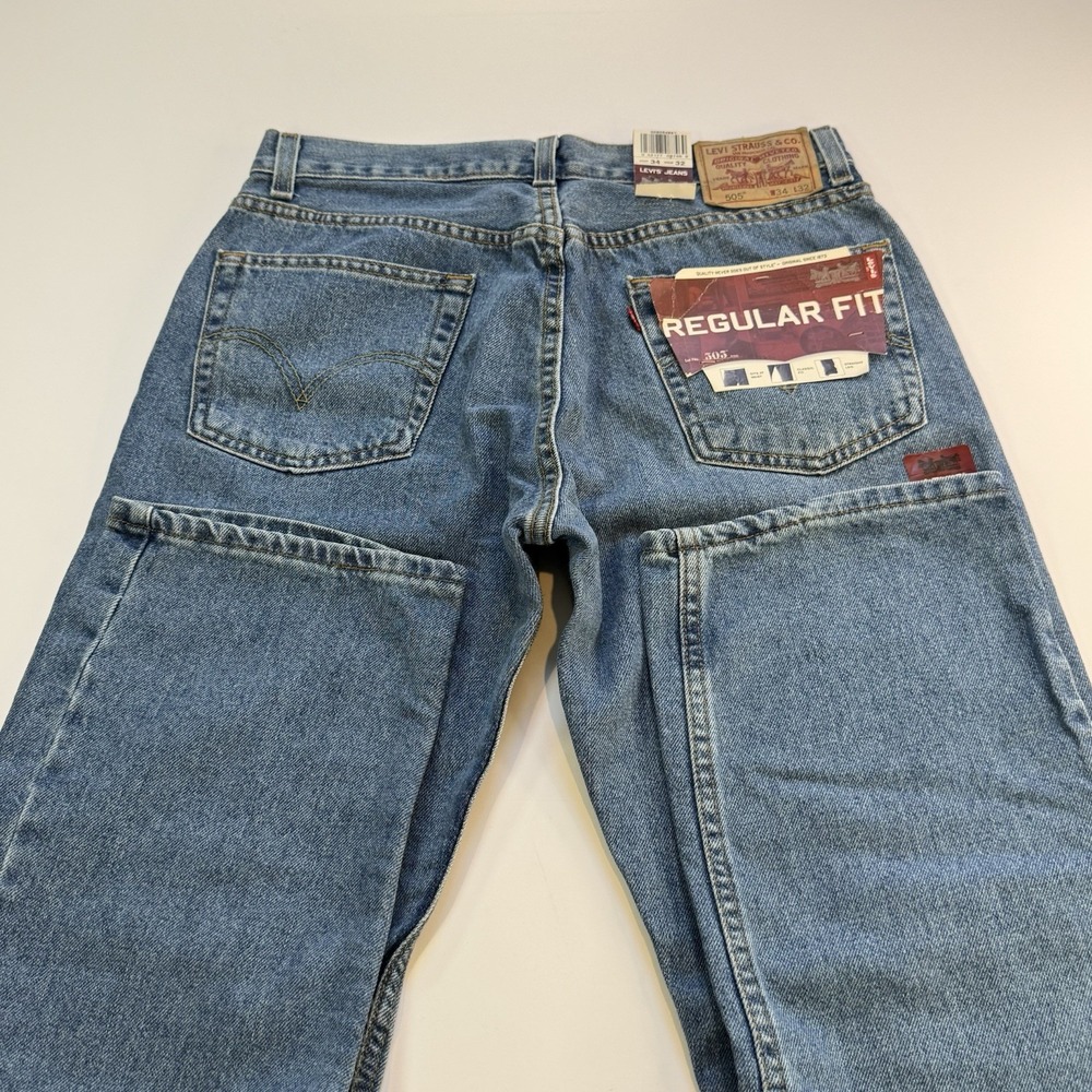 Levi's 505 Regular Fit Jeans Mens 34x32 Blue Straight Leg Denim Y2K Classic Fit